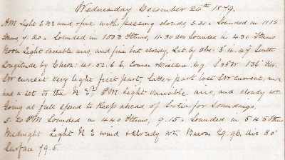 24 December 1879 journal entry